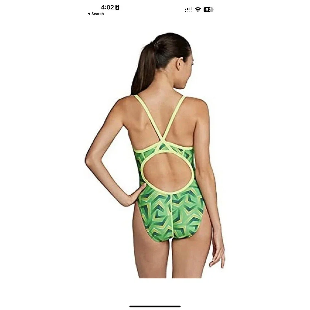 Speedo Womens One Piece Swimsuit Size 28 Vibrant Lime Athletic Fit New